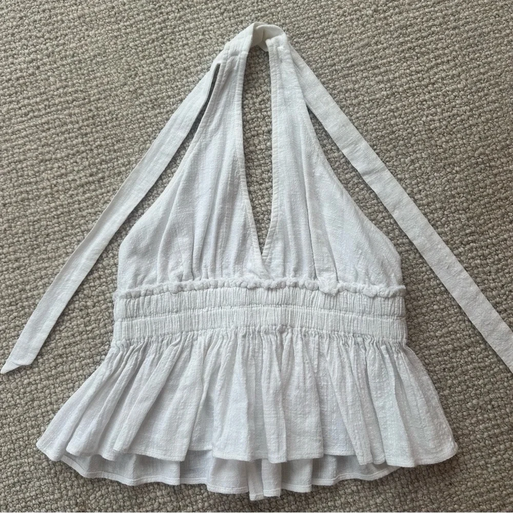 Ocean Drive white Ruffled Halter Top - Picture 2 of 4